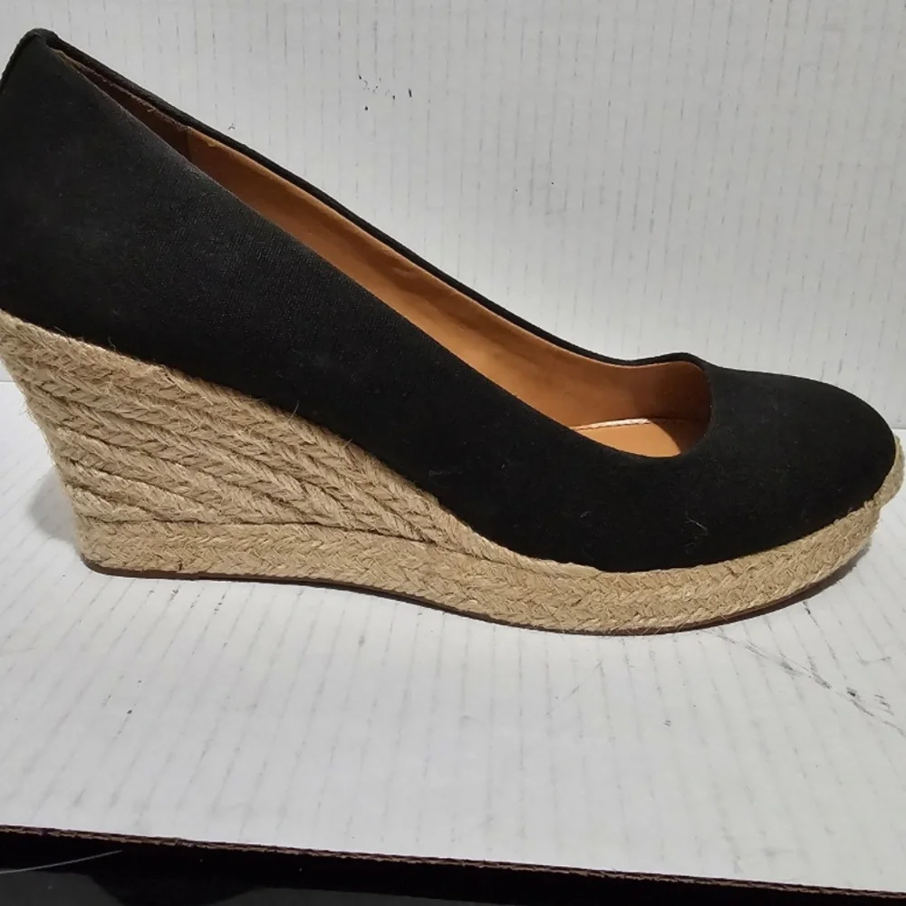 J.Crew Seville Black Espadrille Wedges Shoes Sz 8 1 / 2 Fall Preppy Minimalist